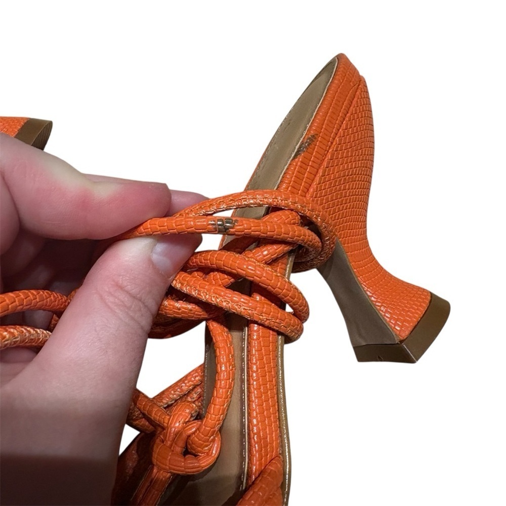 Anthropologie Strappy Heeled Sandals Orange Size 7 EUC - Picture 9 of 9